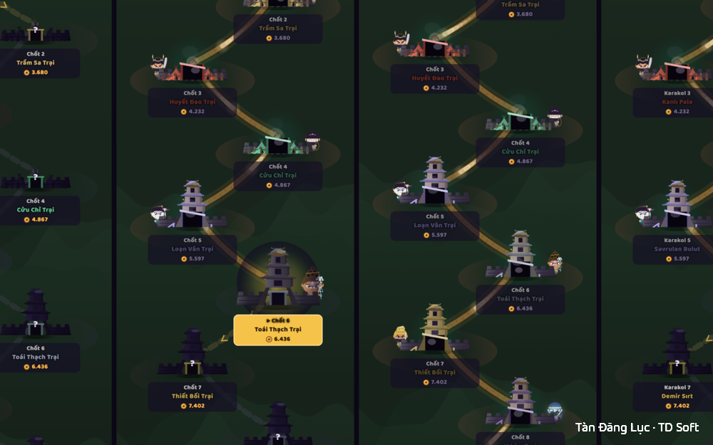 Bandit Purge — 12 camps around the Hall, each under an omen